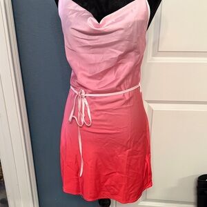 SHEIN Pink Ombre Cowl Neck Mini Dress
